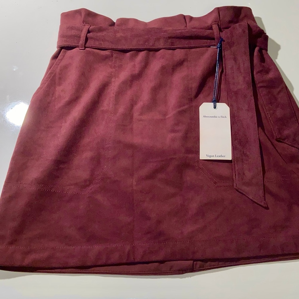 Abercrombie and Fitch Vegan Leather Burgundy Skirt